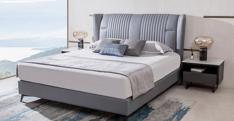 Modern Bedroom High Back Leather เตียงหนังคู่ A20010B